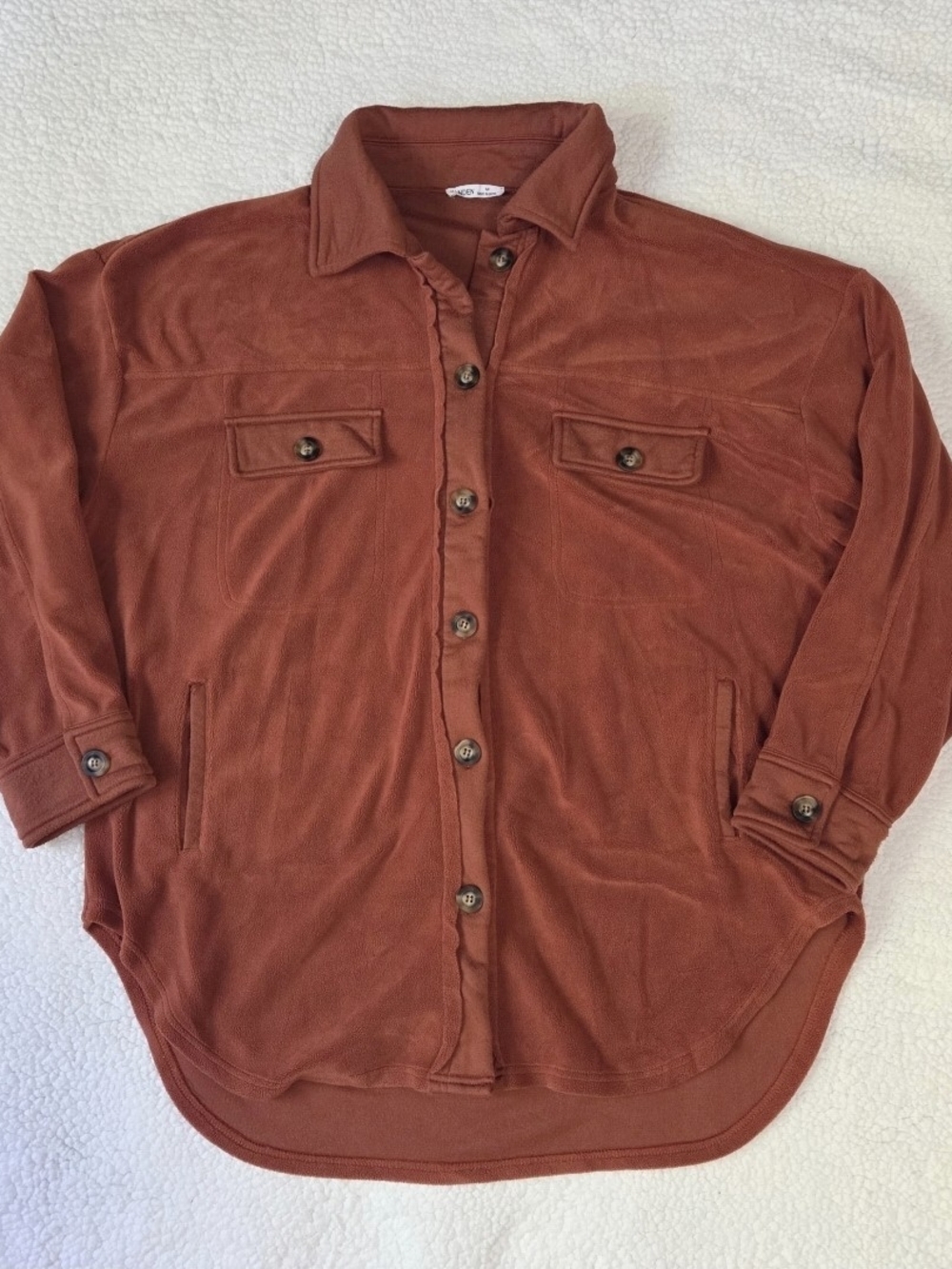 Fleece Oversized Button Up Shacket Burnt Orange Fall Layer Jacket